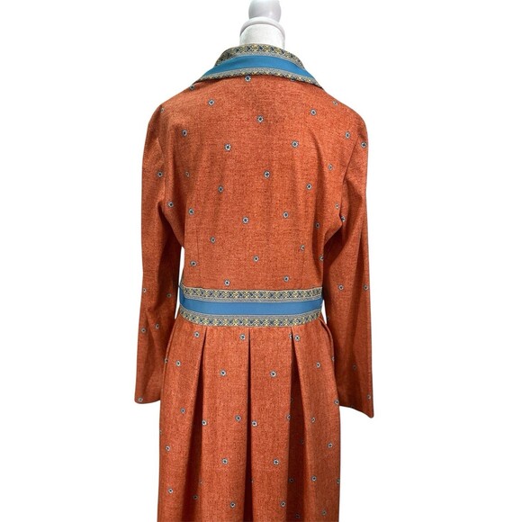 VTG 60s Fashion Nancy Greer NY Shirt Waist Dress A Line Moroccan Print Sz 16 - Picture 2 of 16
